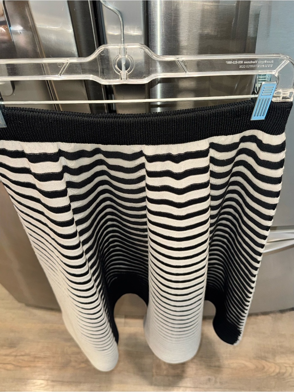 Issey Miyake Black and White Striped A-Line Midi Skirt - Picture 6 of 16
